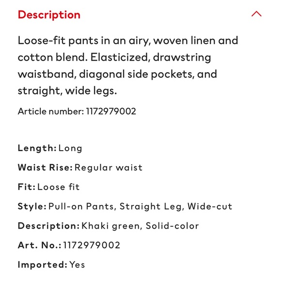 H&M Linen & Cotton Pull on Pants - XXL - Picture 10 of 10